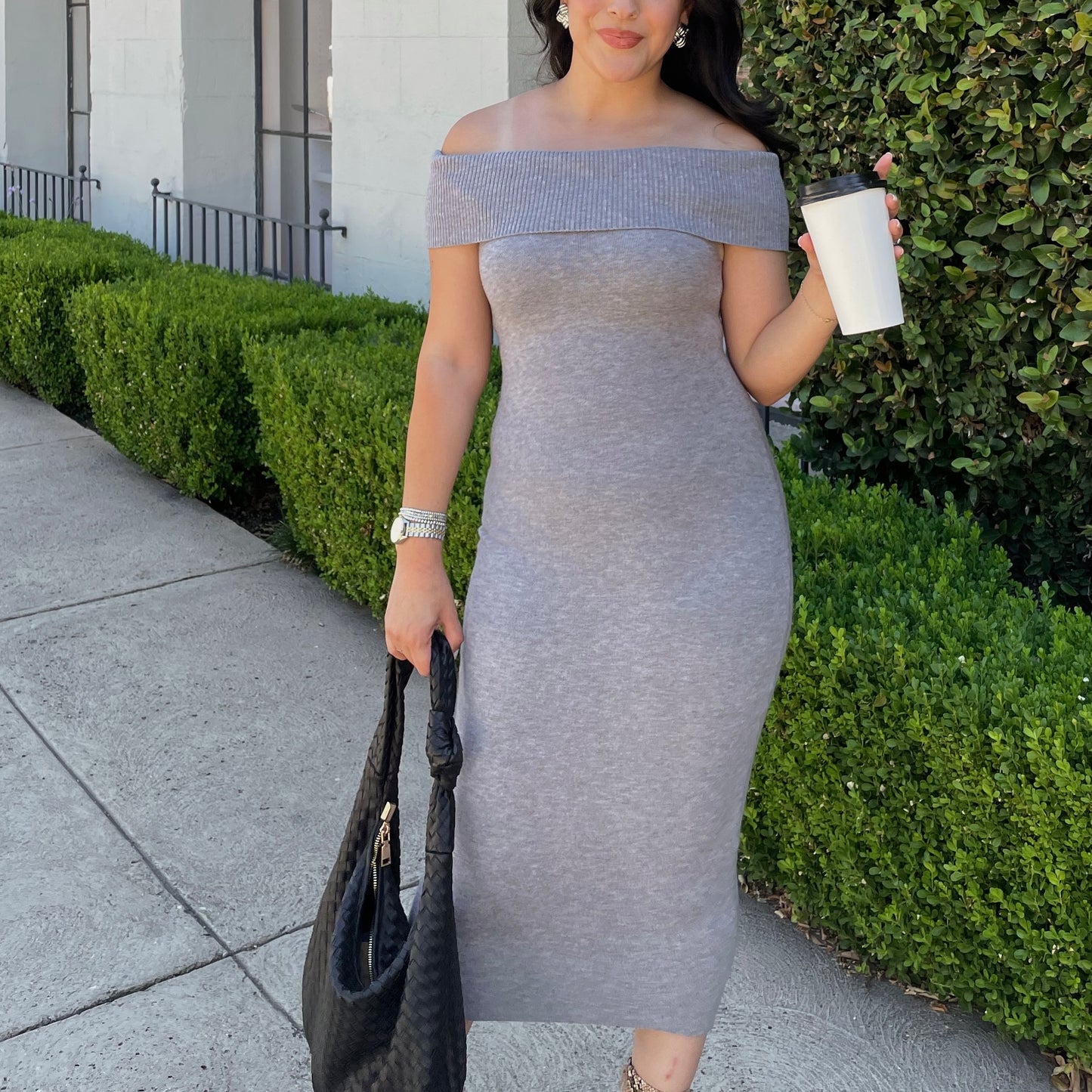 Domenica Off the Shoulder Knit Maxi Dress