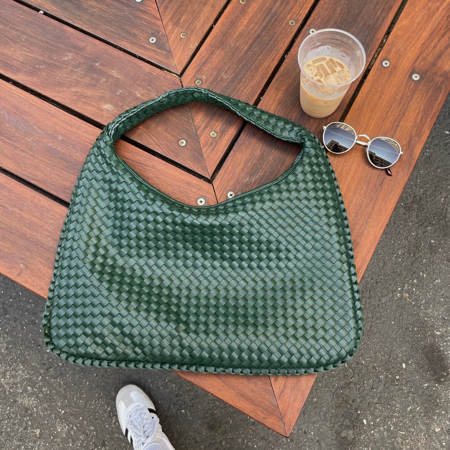 Almafi Large Woven Bag - Hunter Green