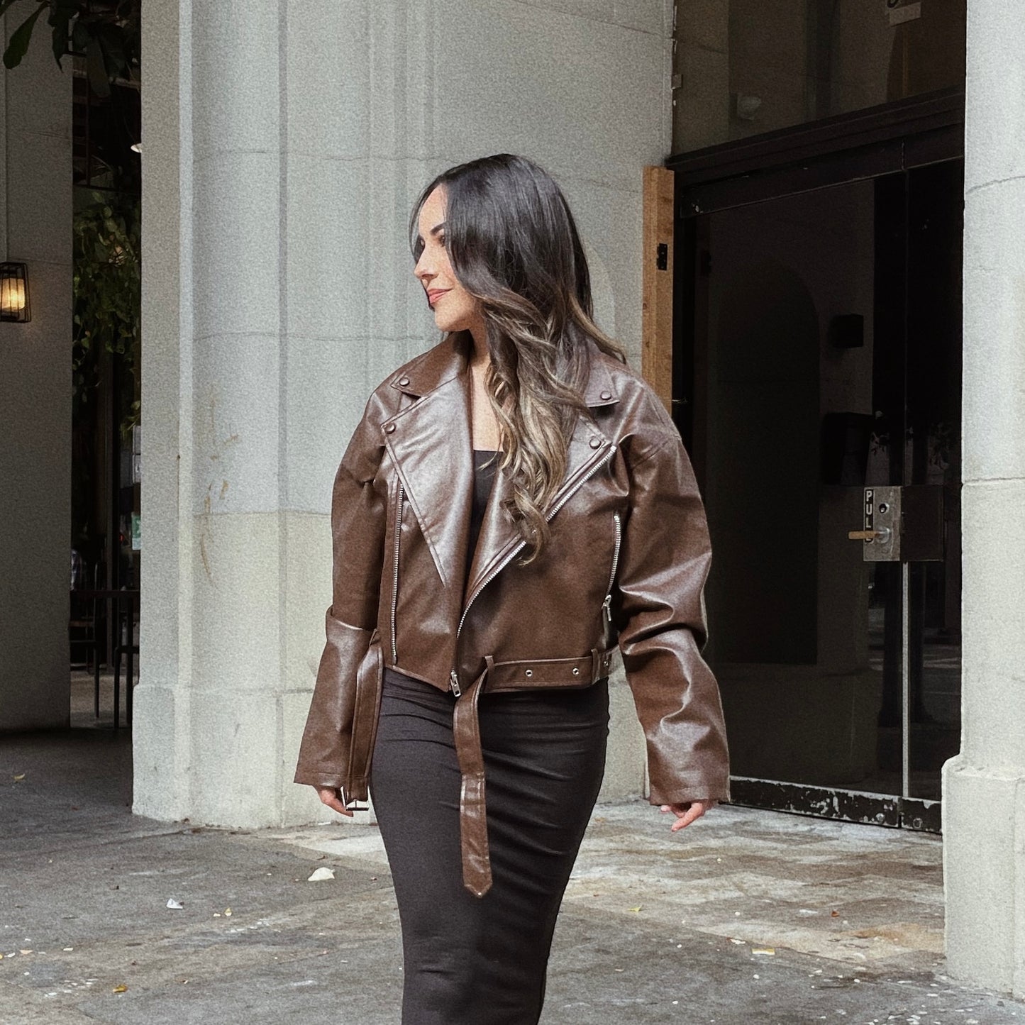 Brown Suga Faux Leather Jacket