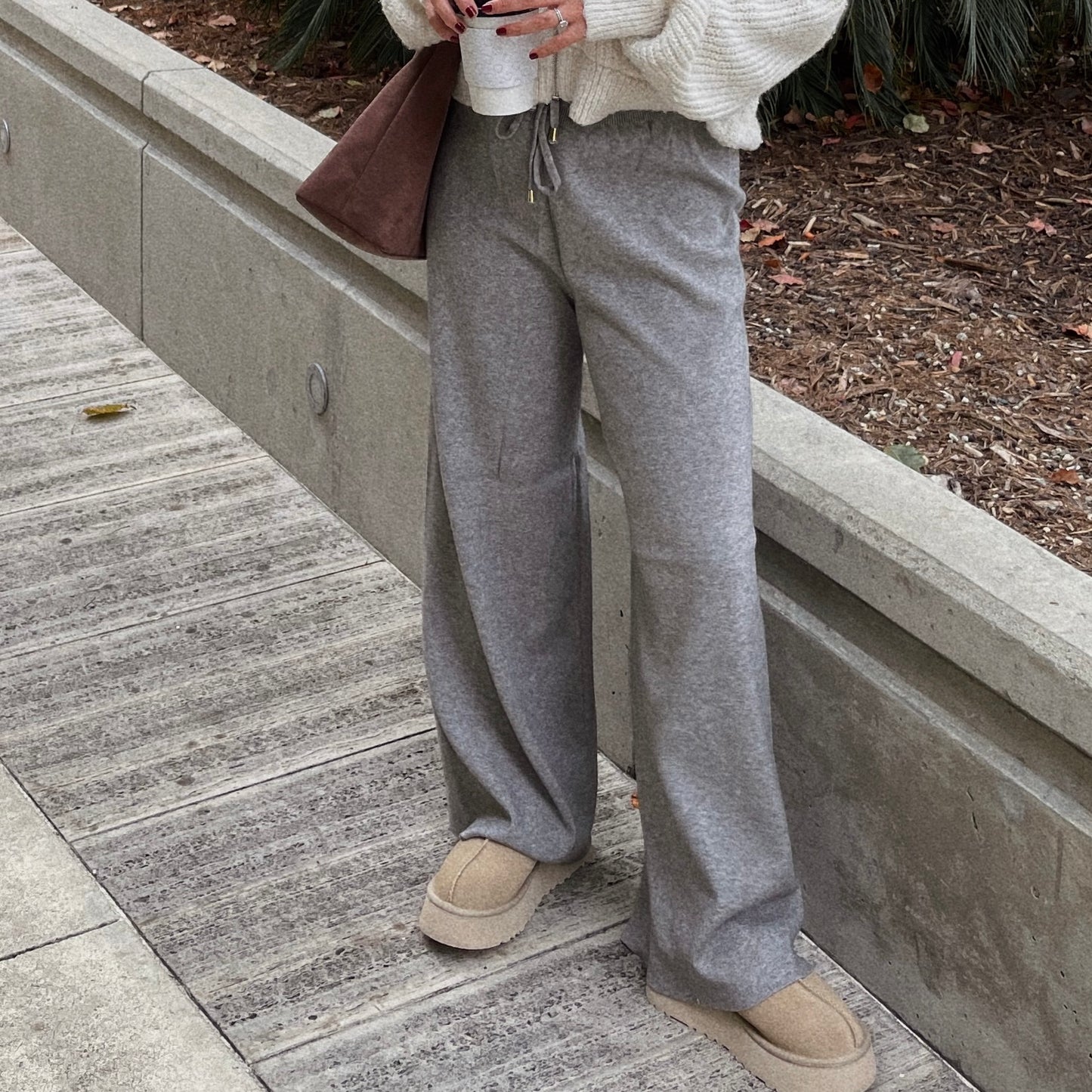 Mara Wide Leg Pants - Heather Gray