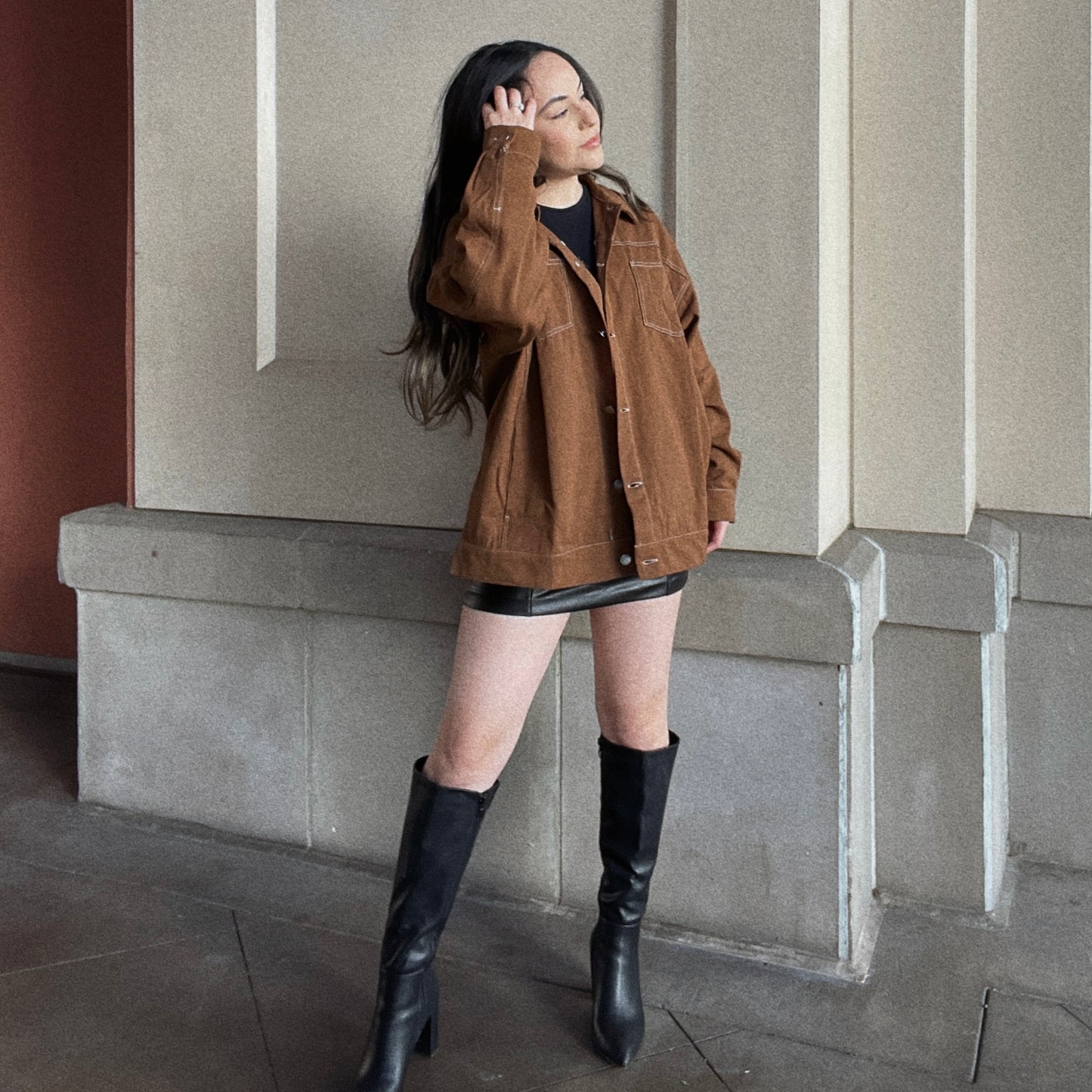 Cold Brew Oversized Shacket - Camel