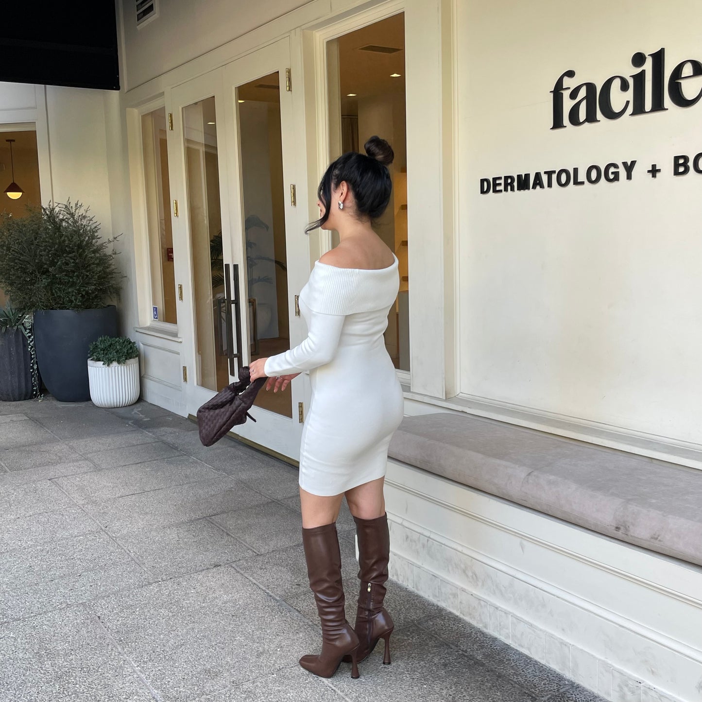 Cosy Up Off the Shoulder Knit Mini Dress