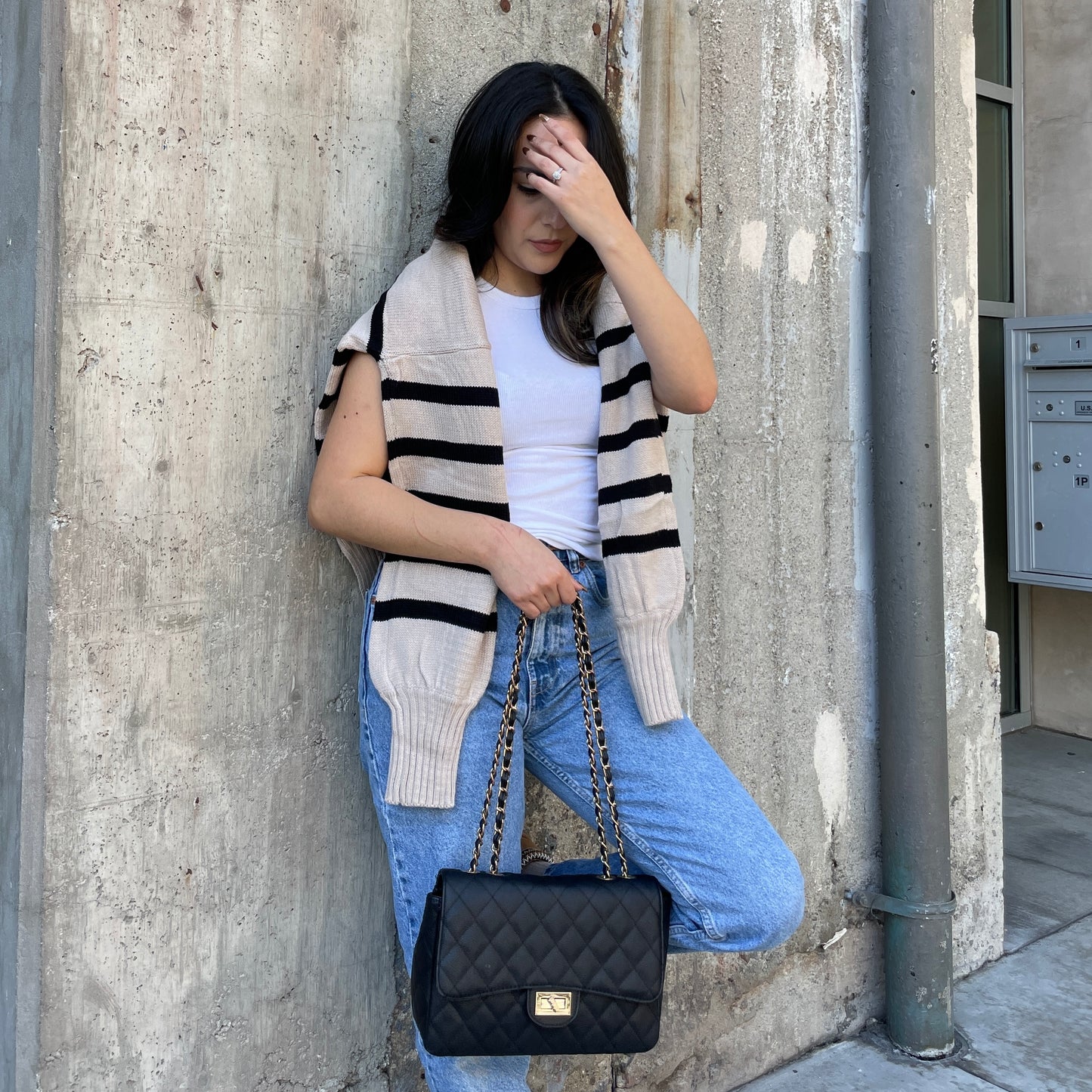 Core Capsule Oversized Striped Sweater - Taupe