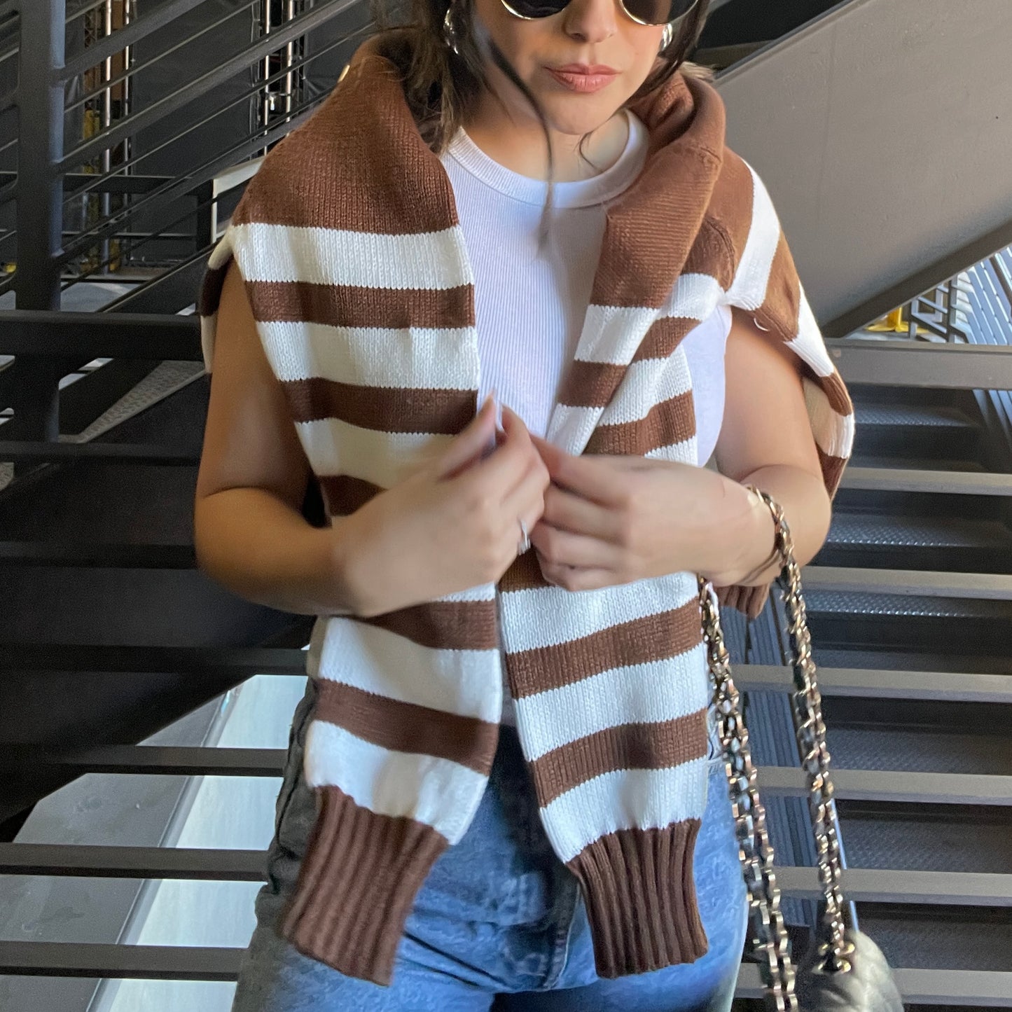 Lana Striped Half-Zip Sweater
