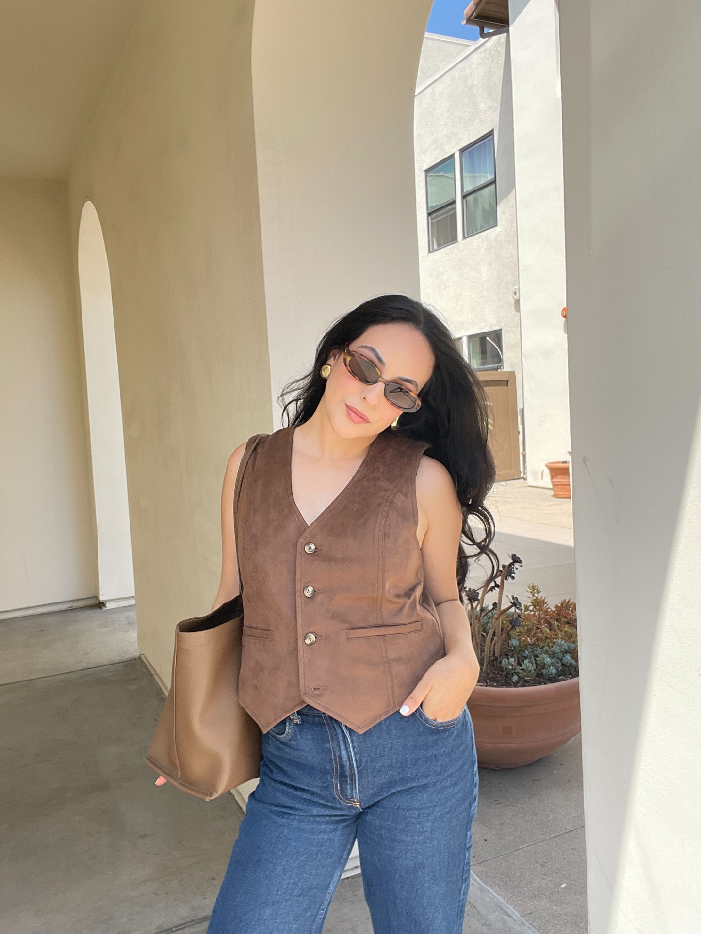 Camille Suede Vest Top