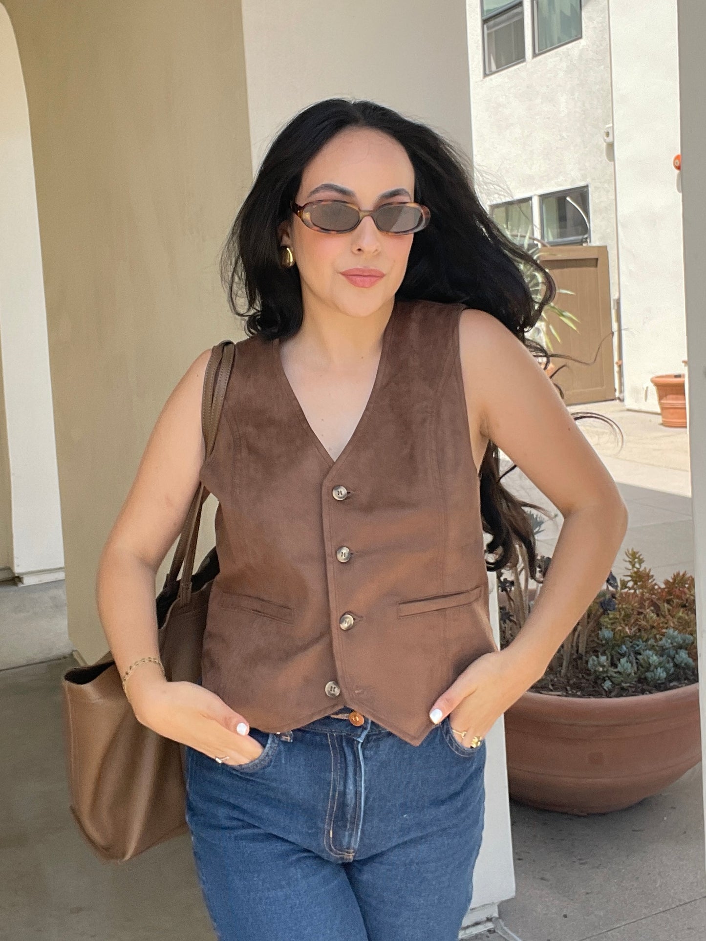 Camille Suede Vest Top