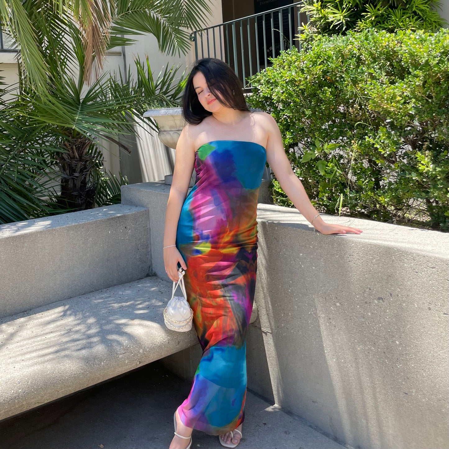 Le Couleur Mesh Maxi Dress