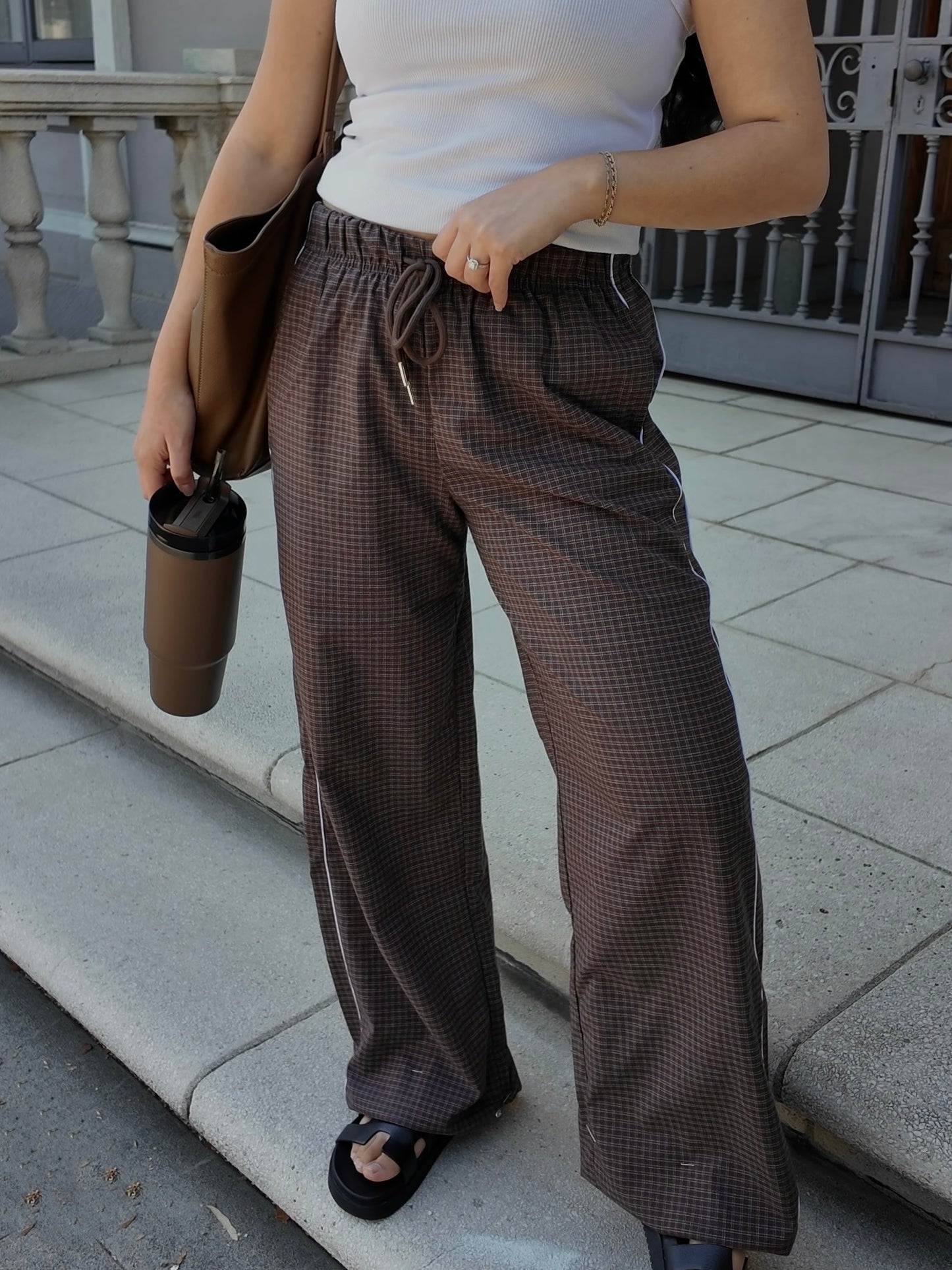Palmer Wide Leg Plaid Pants