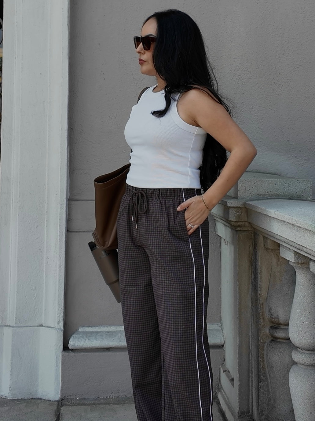 Palmer Wide Leg Plaid Pants