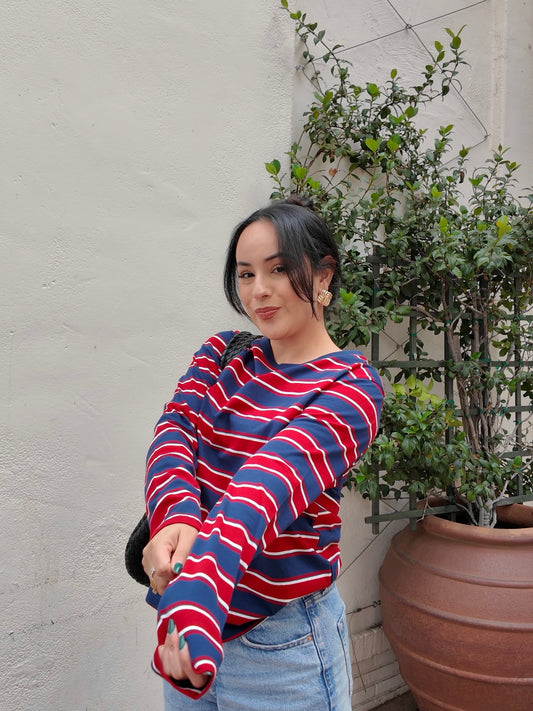 Melville Striped Top - Red