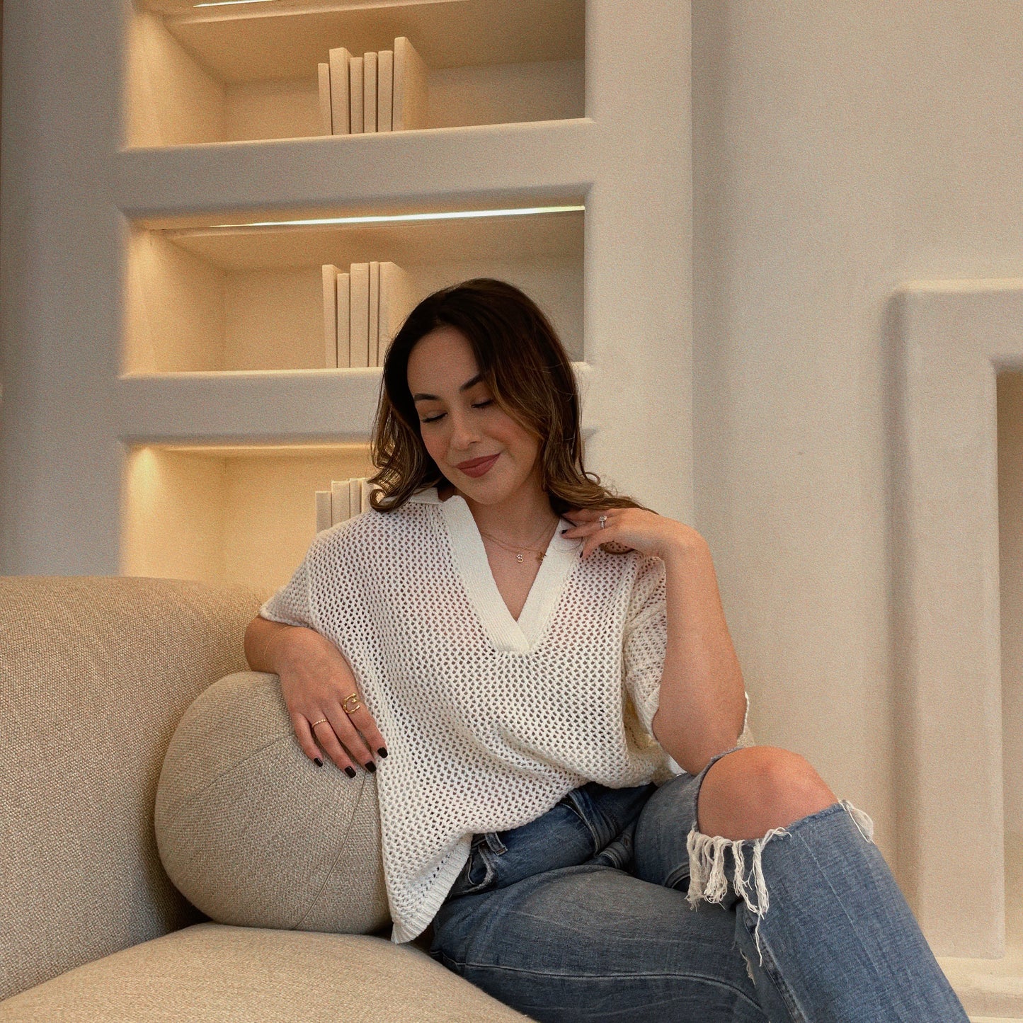 The Vision Open Knit Collar Top