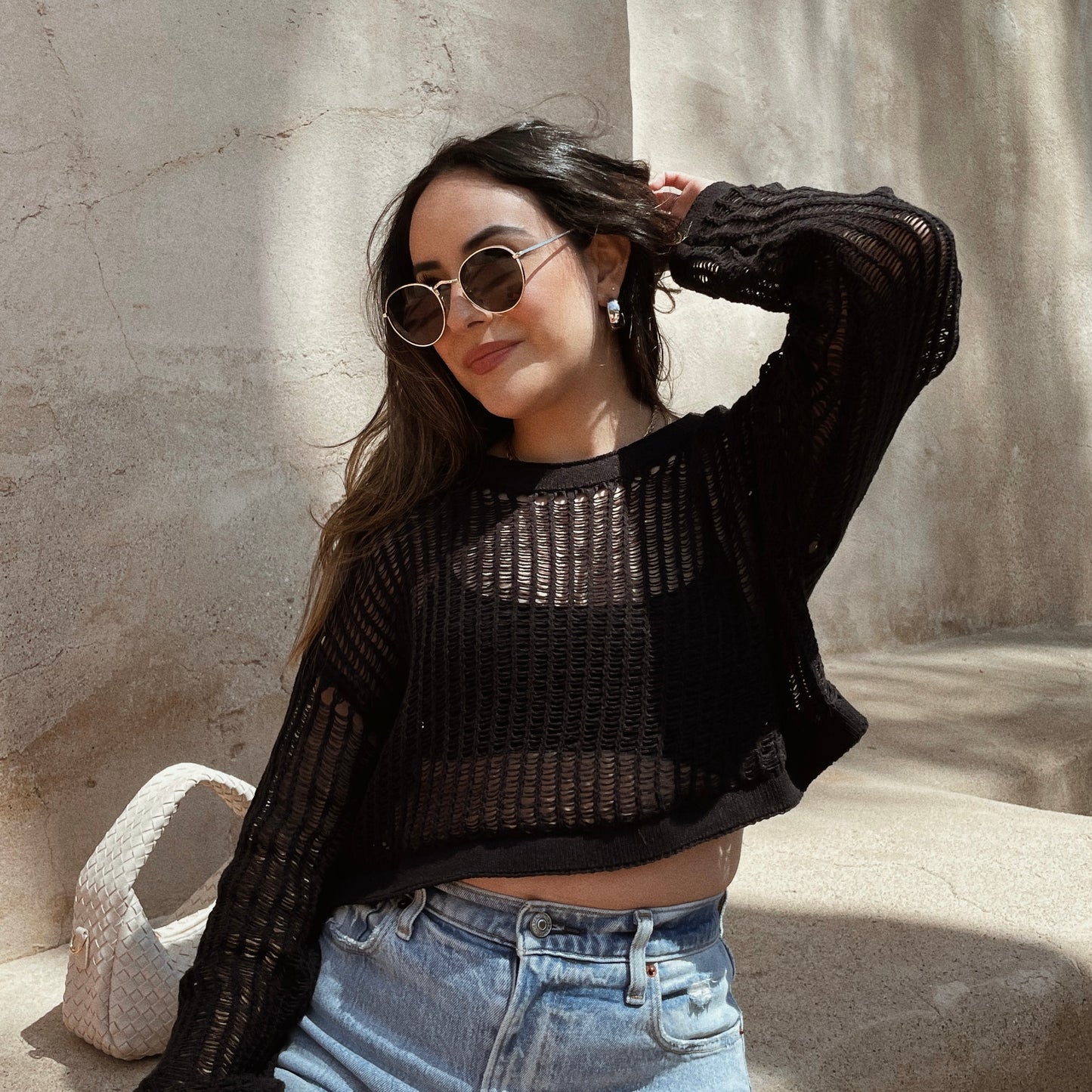 Game Changer Long Sleeve Crop Top - Black