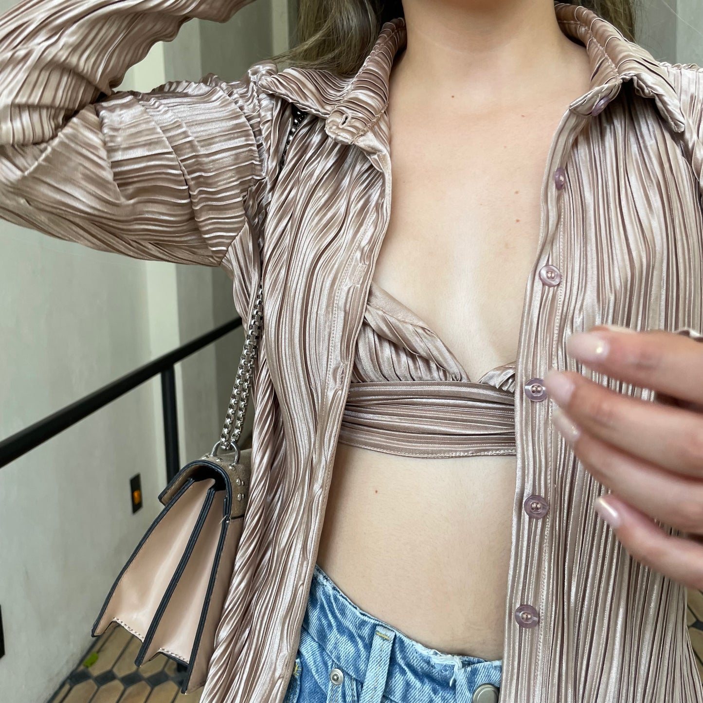 New Era Pleated Top Set - Champagne