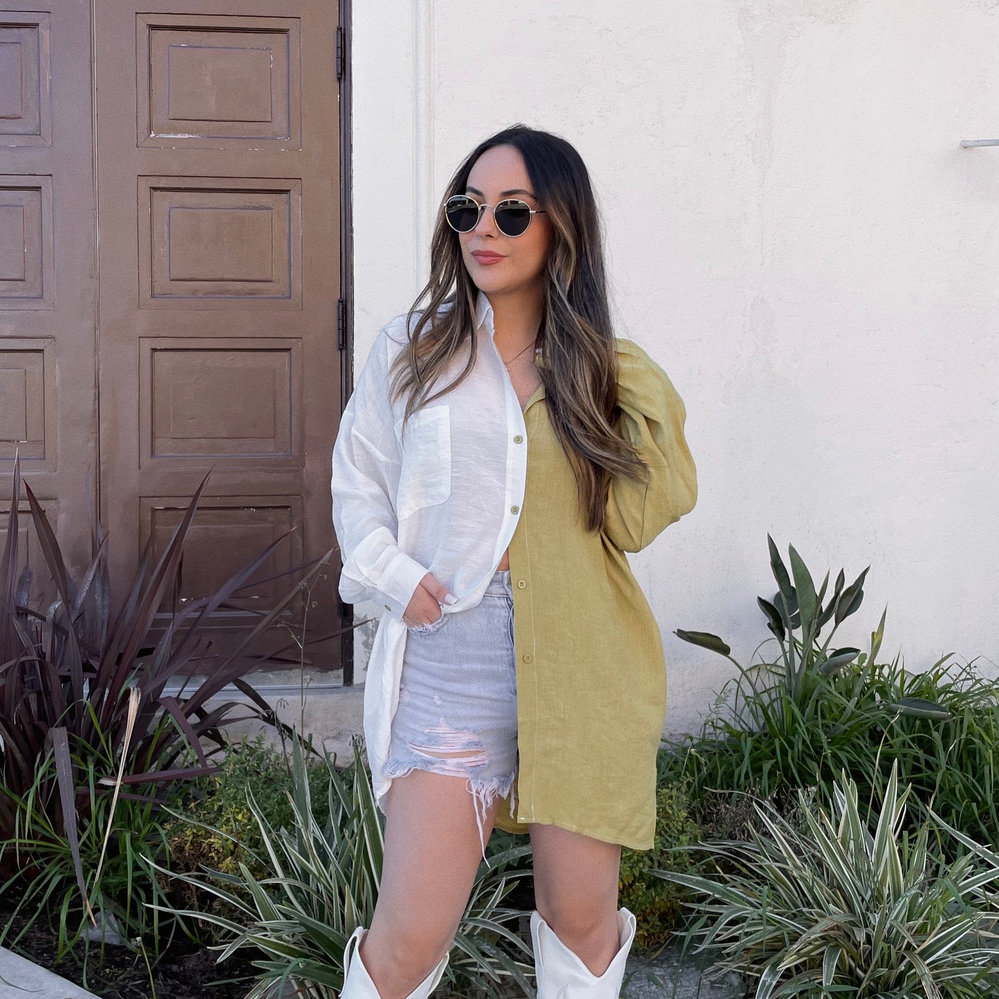 Weekender Colorblock Button Up Top