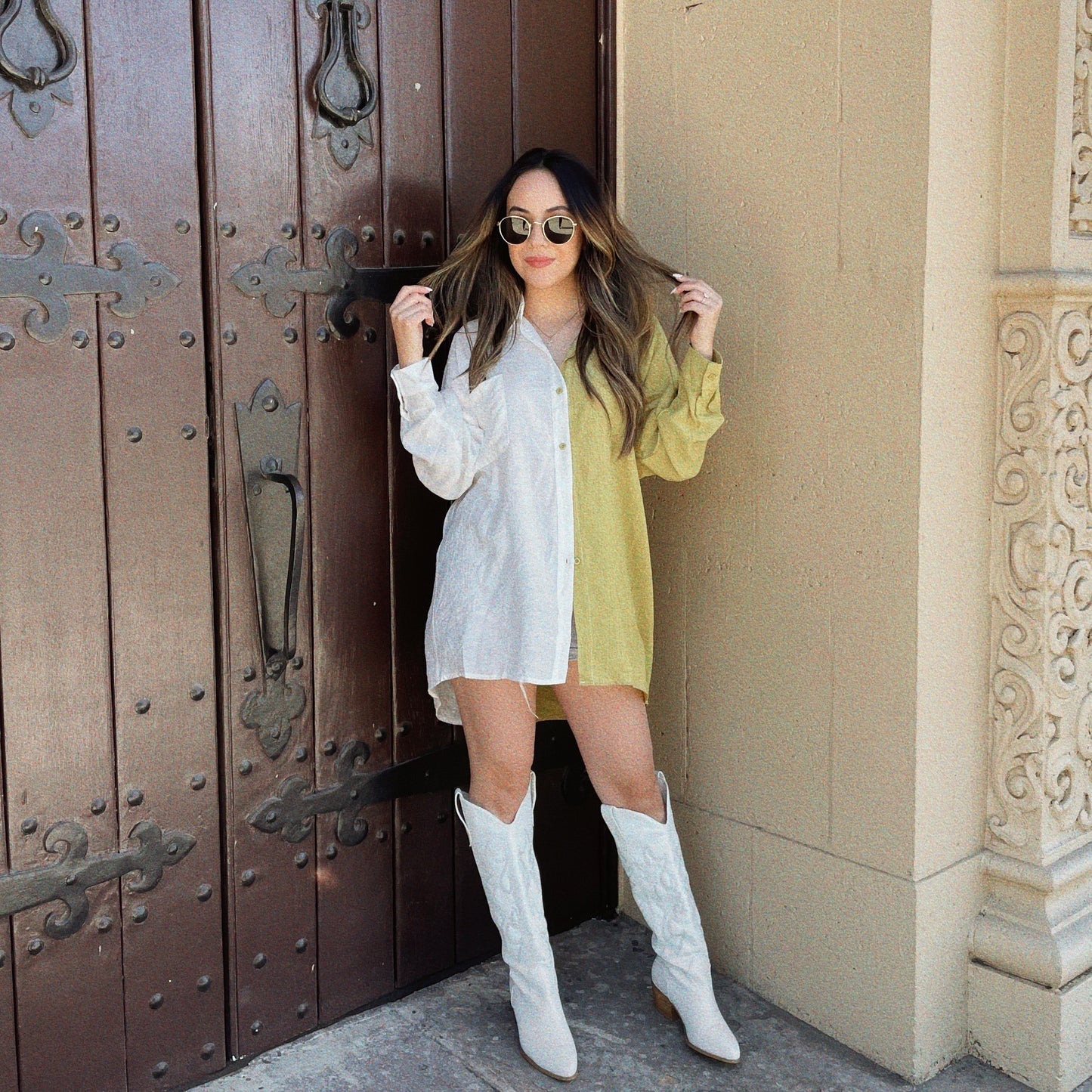 Weekender Colorblock Button Up Top