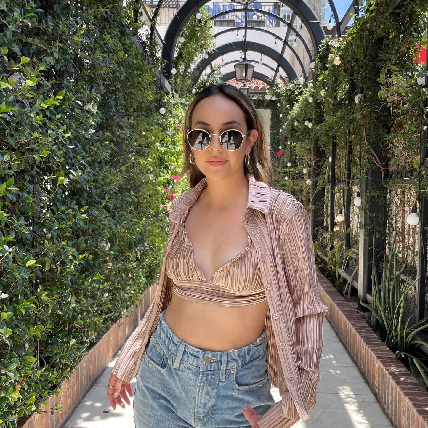 New Era Pleated Top Set - Champagne