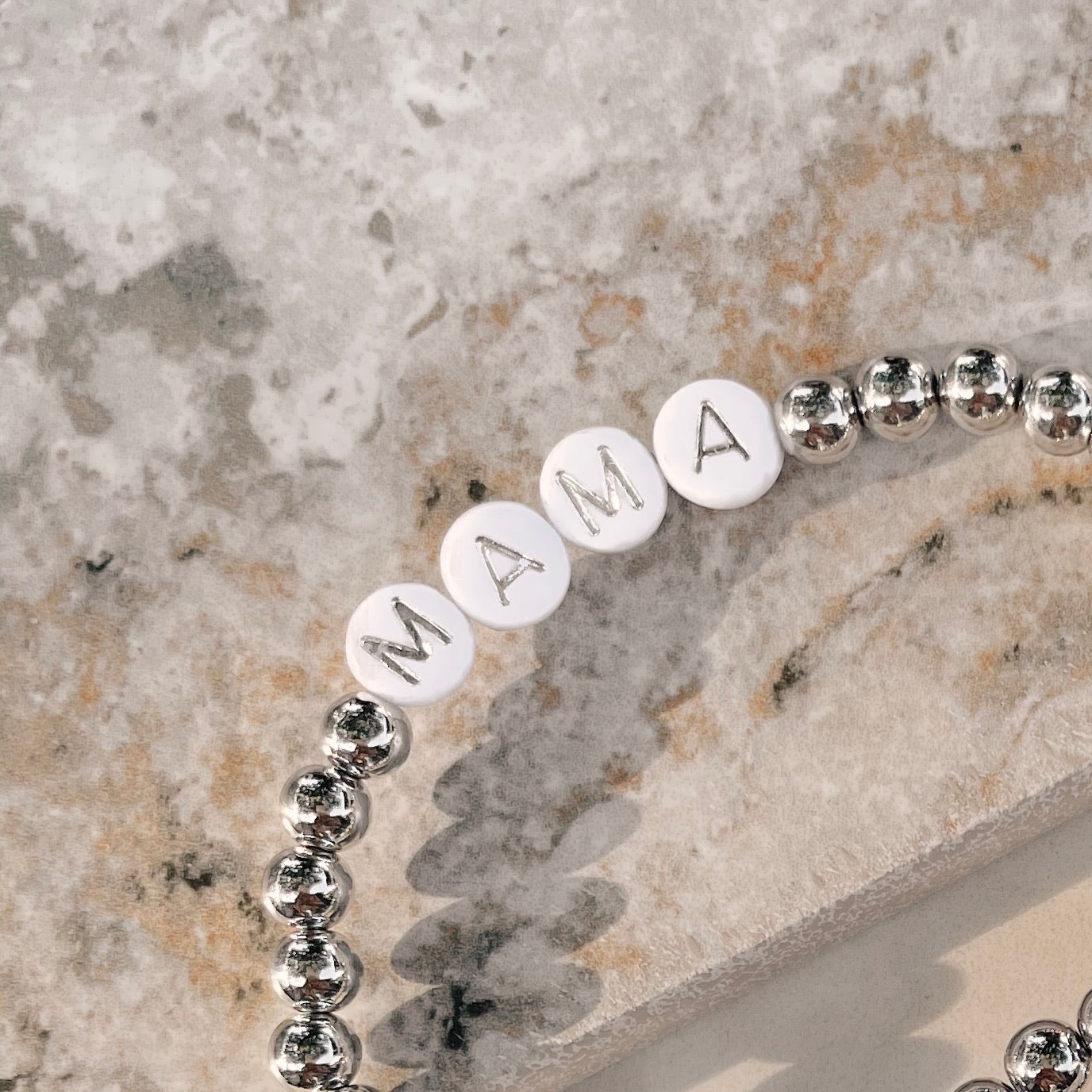 Mama Silver Beaded Bracelet (Single Bracelet) - Main Image