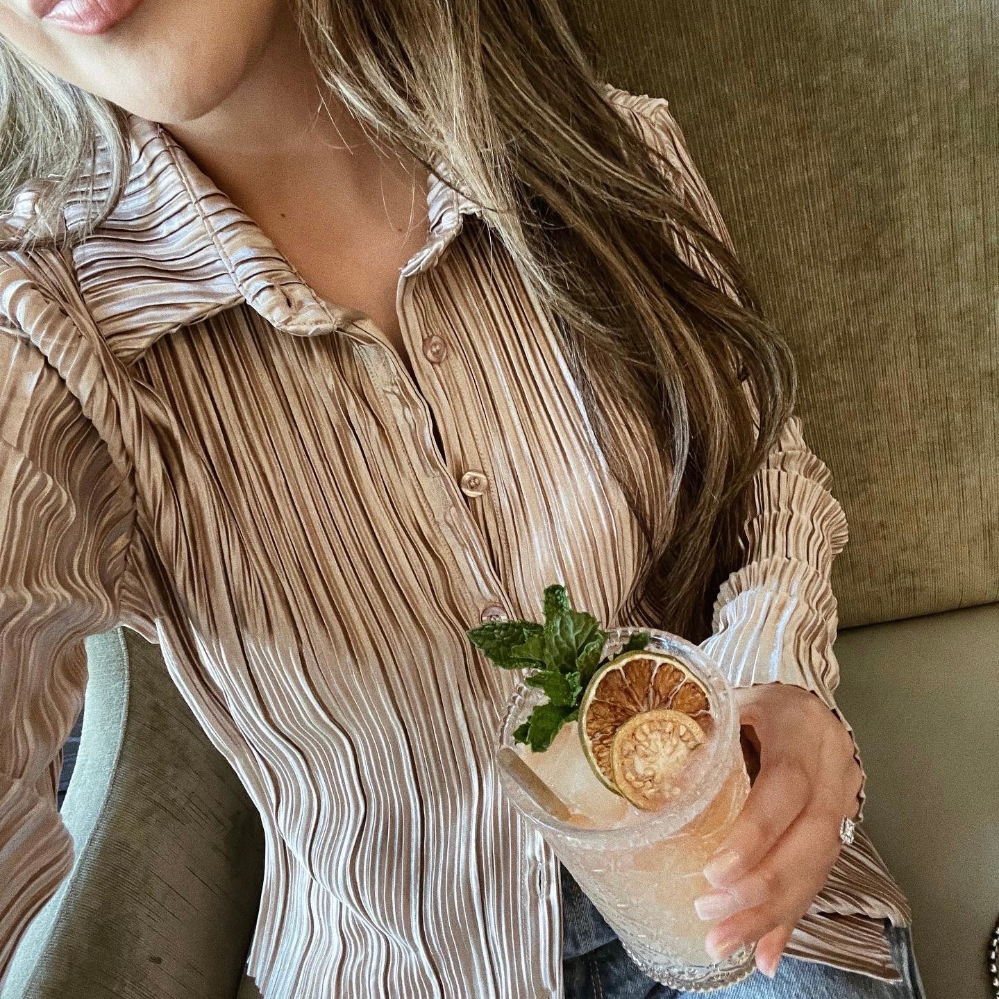 New Era Pleated Top Set - Champagne