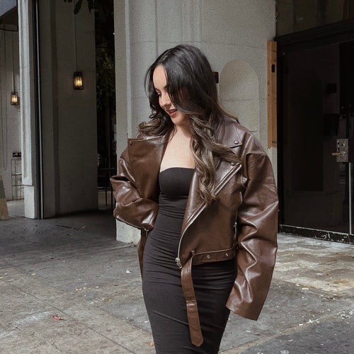 Brown Suga Faux Leather Jacket