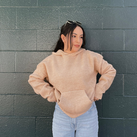 Cozied Up Knit Hoodie - Natural