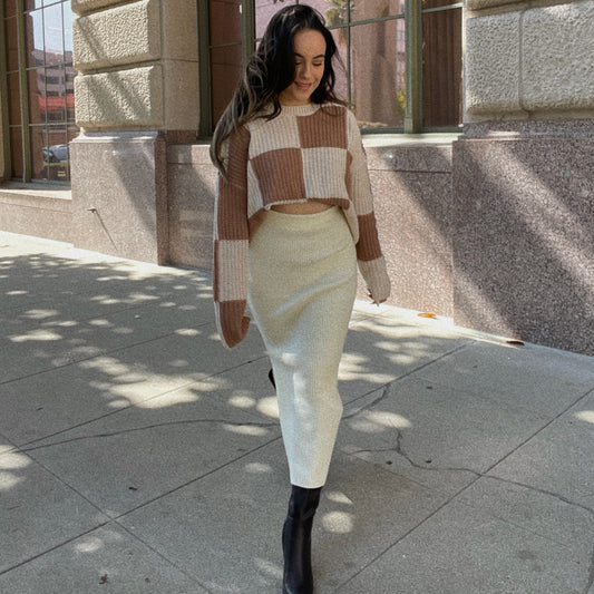 Jalen Ribbed Midi Skirt