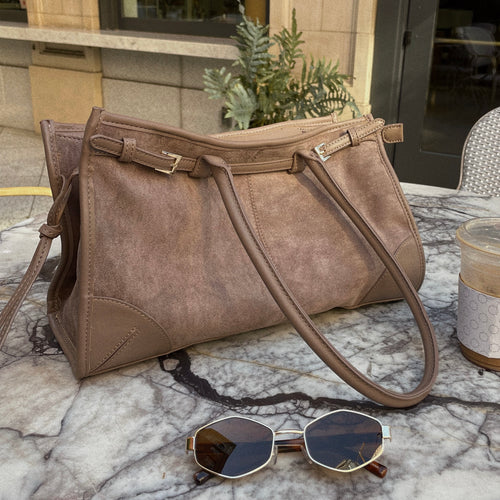 Upper East Suede Bag - Taupe