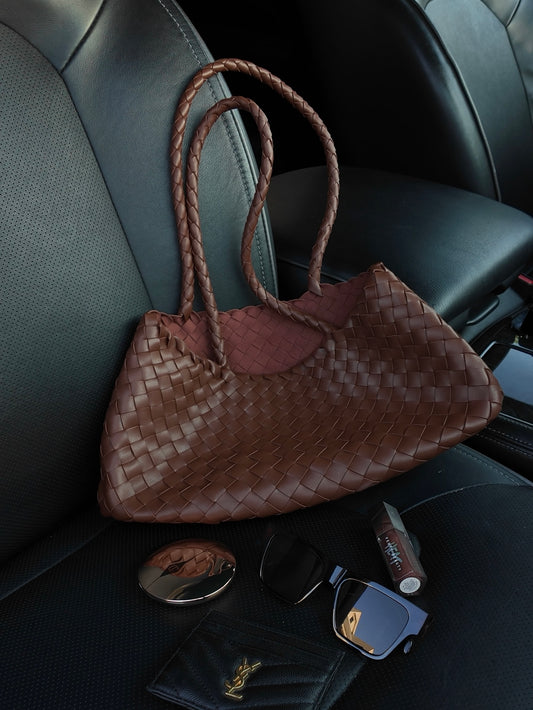 Chestnut Woven Shoulder Bag