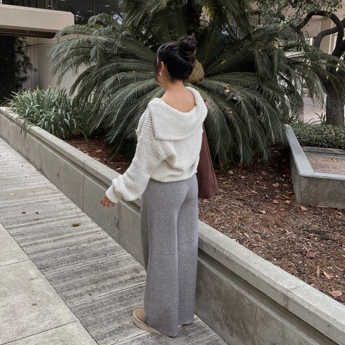 Mara Wide Leg Pants - Heather Gray