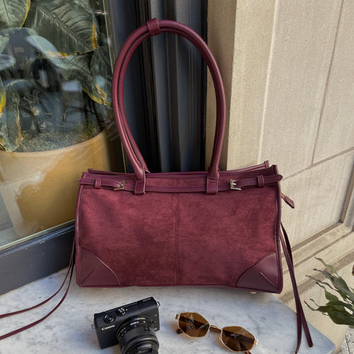 Upper East Suede Bag - Burgundy