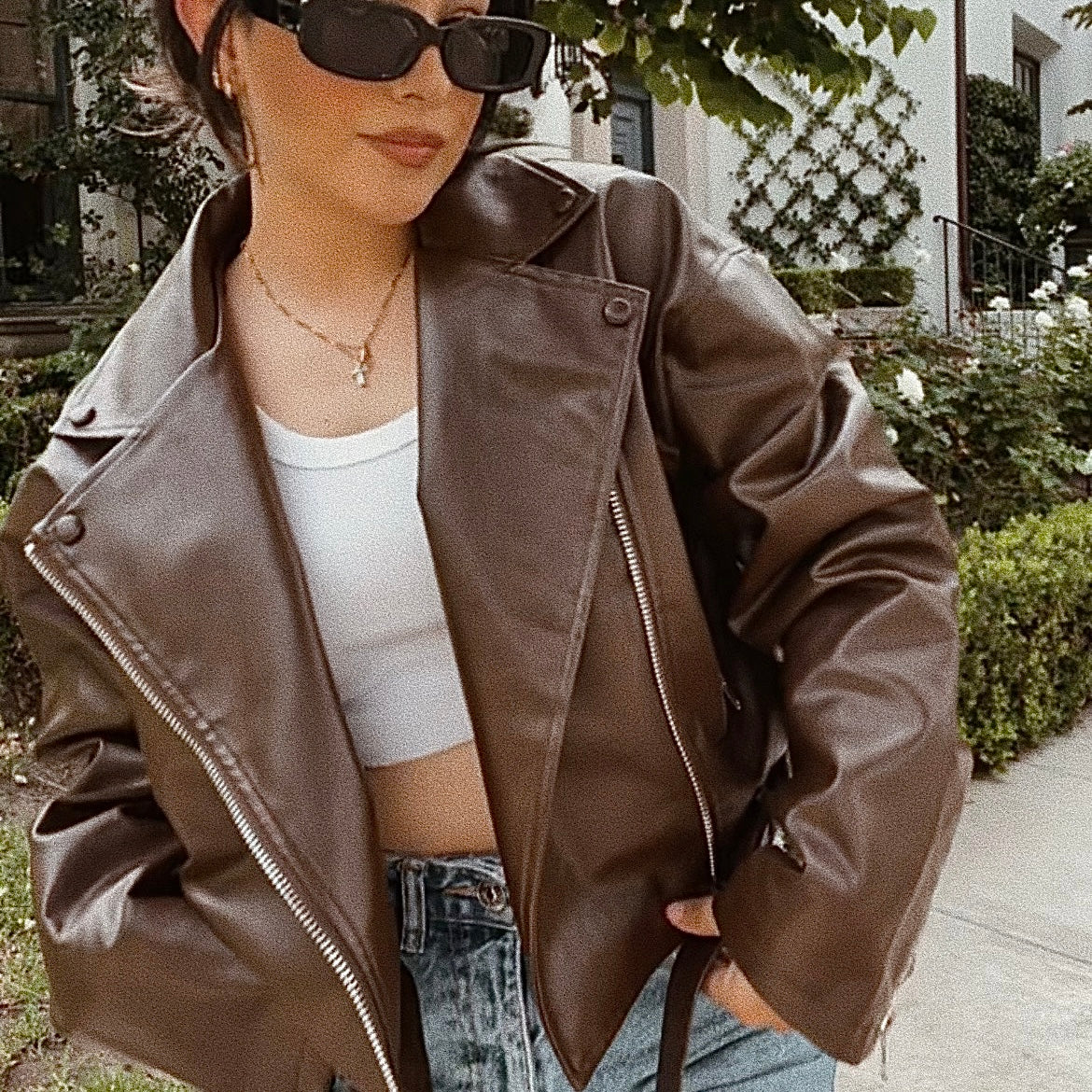 Brown Suga Faux Leather Jacket