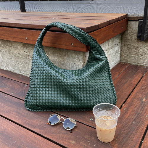 Almafi Large Woven Bag - Hunter Green