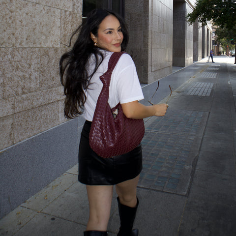 Milan Woven Bag - Burgundy