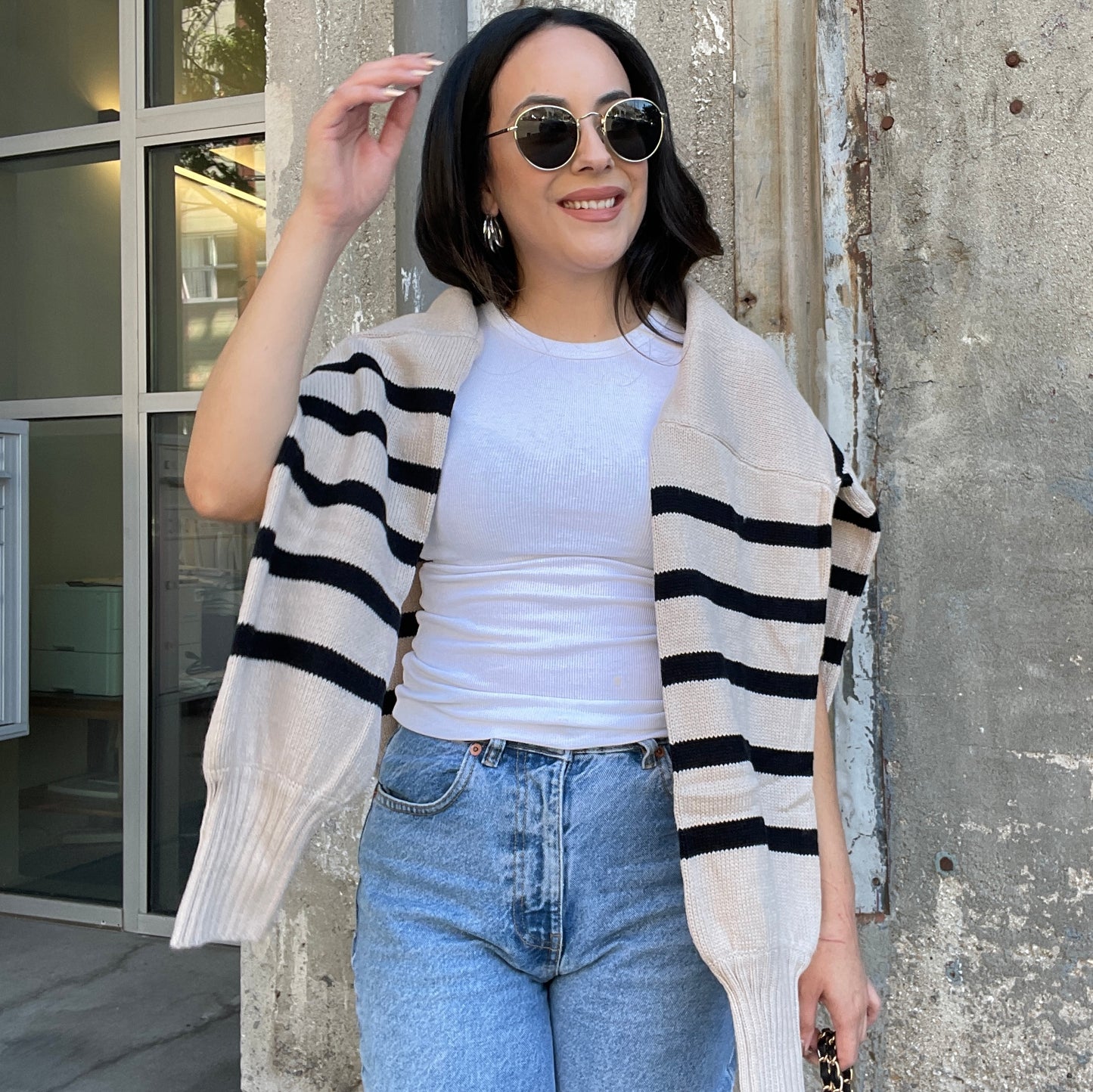Core Capsule Oversized Striped Sweater - Taupe
