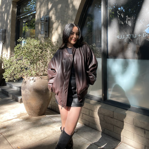 To The 9s Faux Leather Jacket - Chocolate Brown