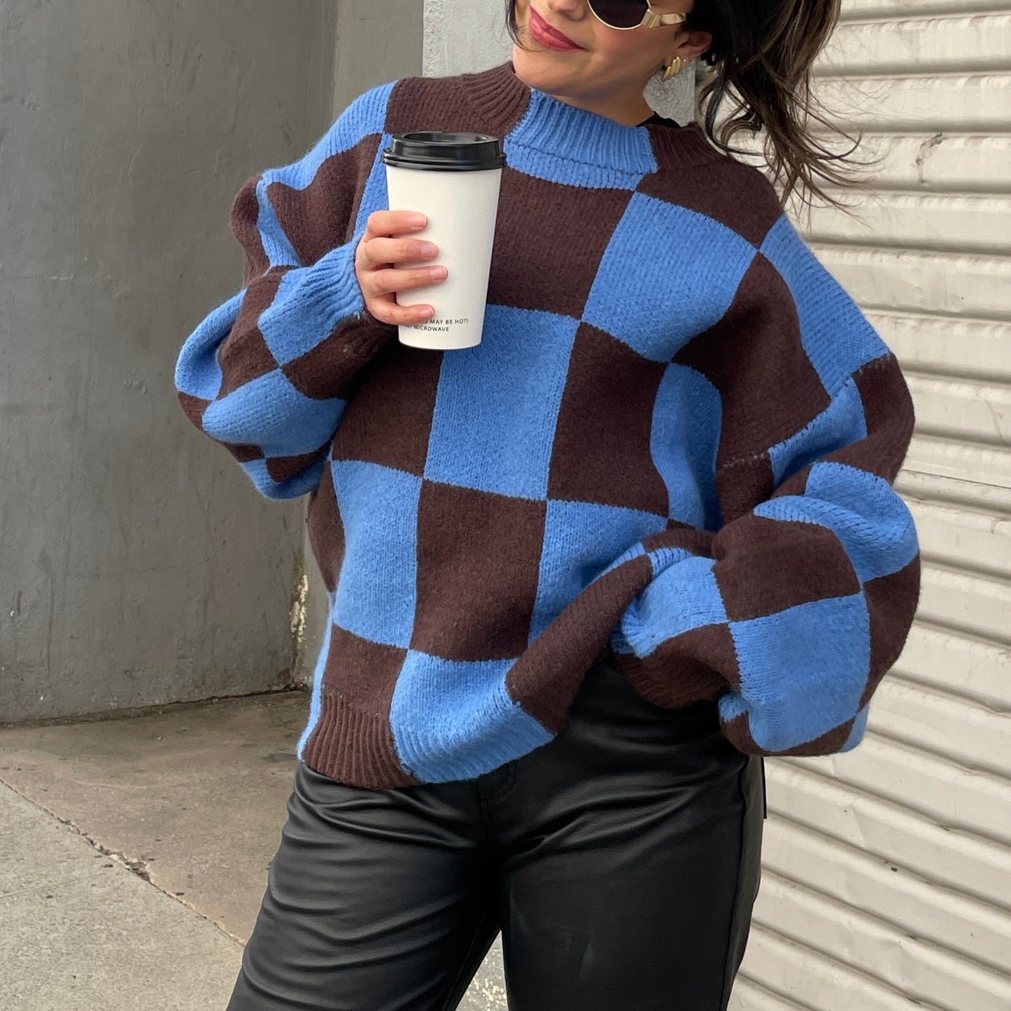 Rare Beauty Checkered Knit Sweater