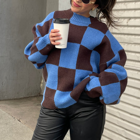 Rare Beauty Checkered Knit Sweater