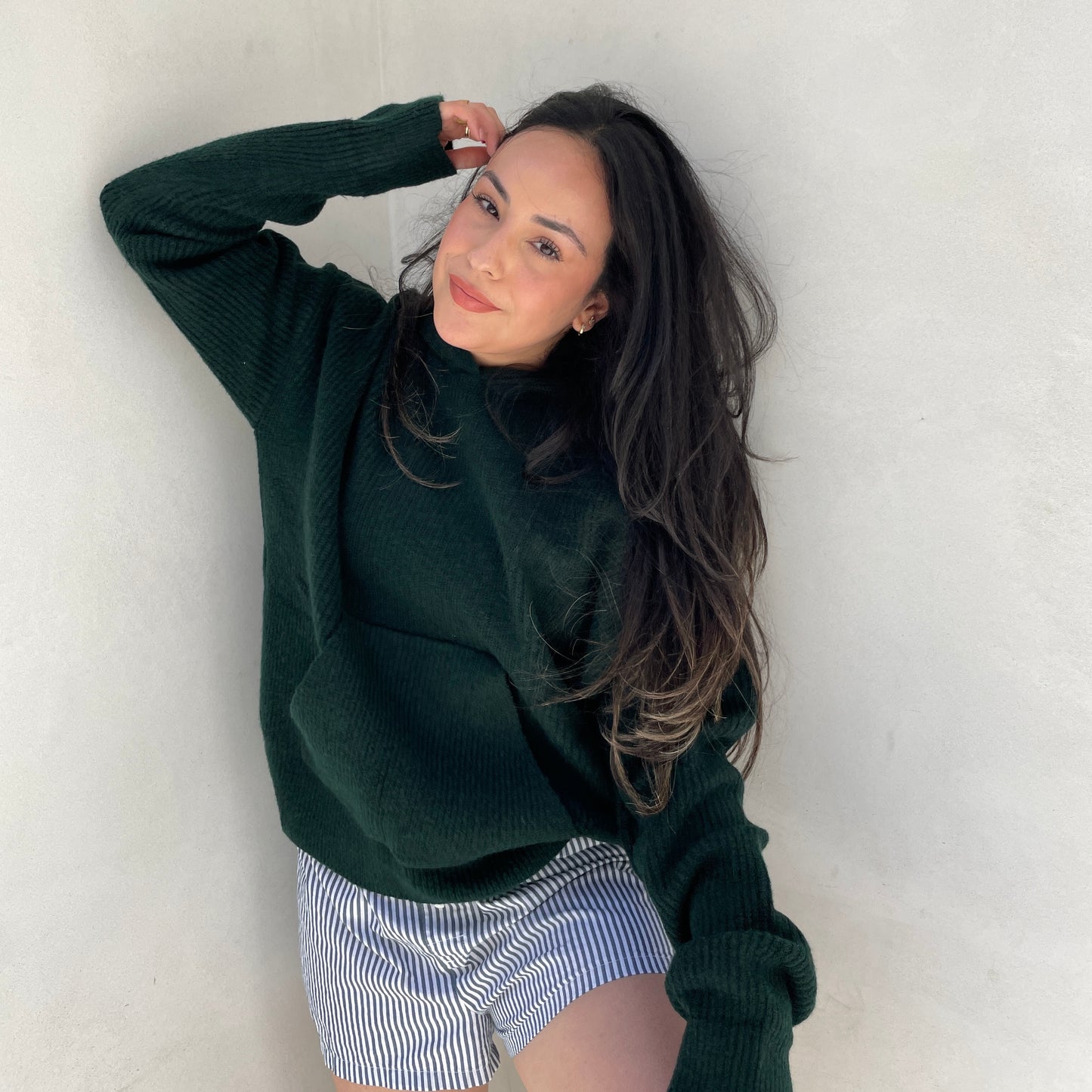 Cozied Up Knit Hoodie - Hunter Green