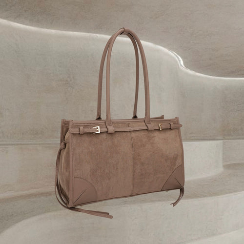 Upper East Suede Bag - Taupe