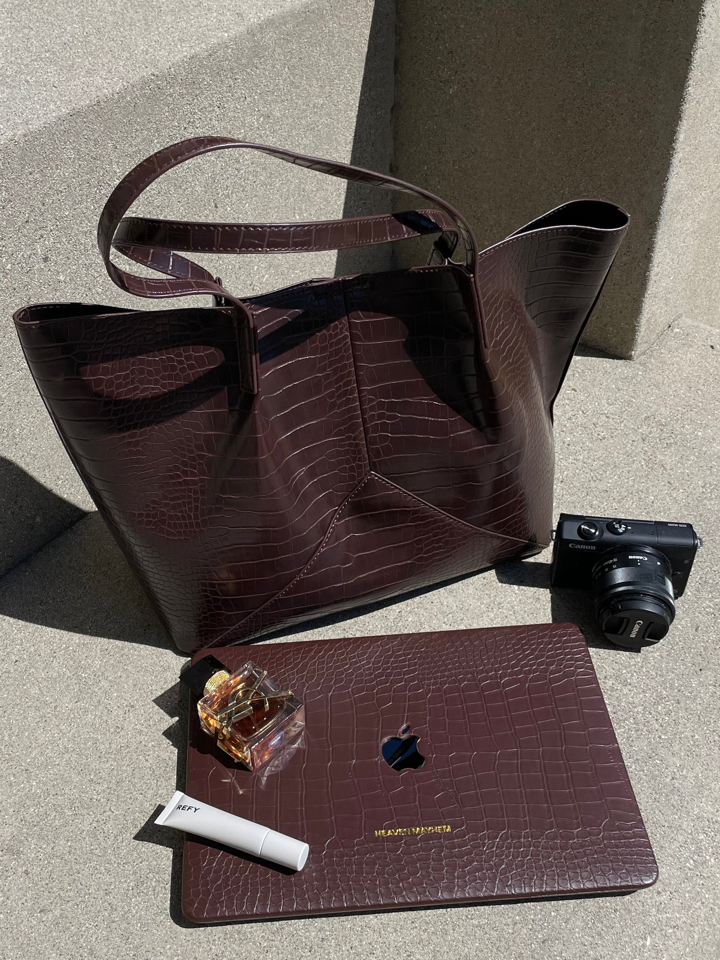 Muse Faux Croc Tote Bag