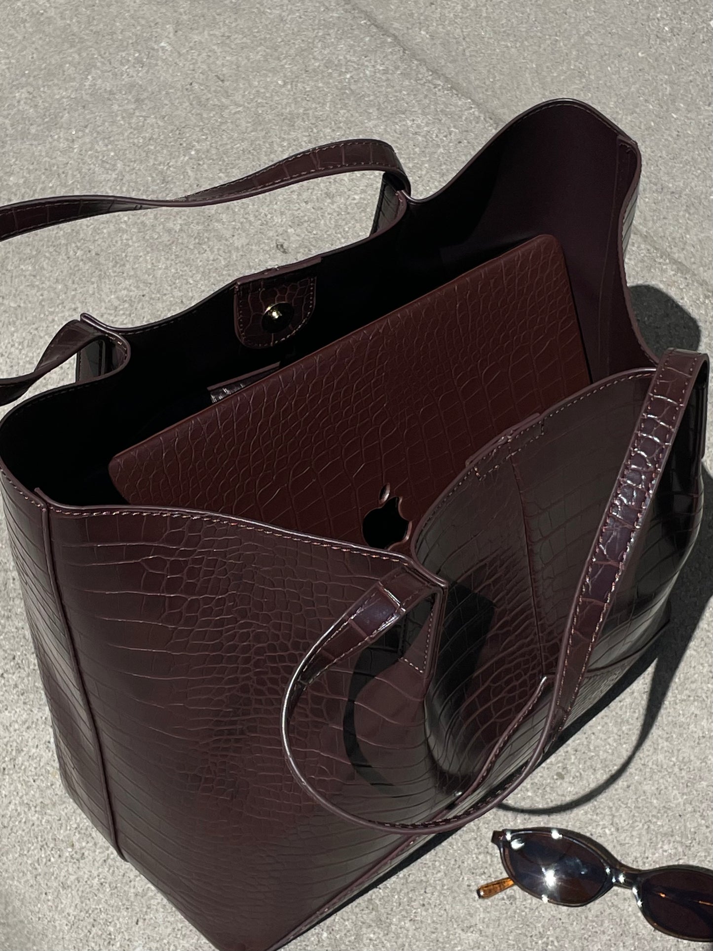 Muse Faux Croc Tote Bag
