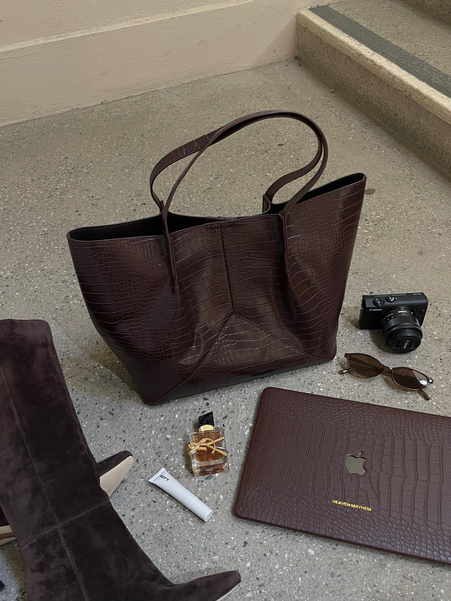 Muse Faux Croc Tote Bag