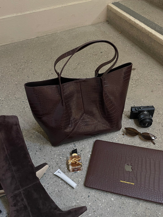 Muse Faux Croc Tote Bag