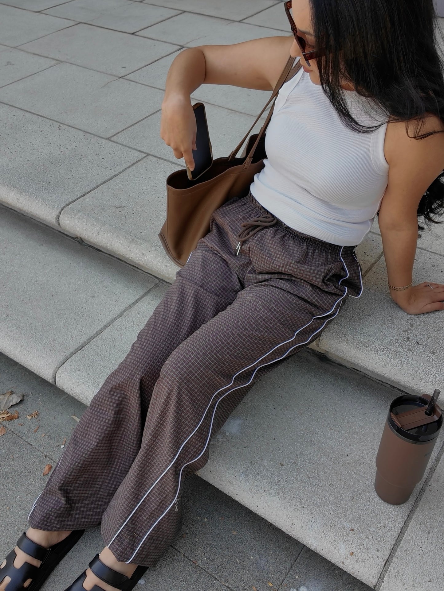 Palmer Wide Leg Plaid Pants