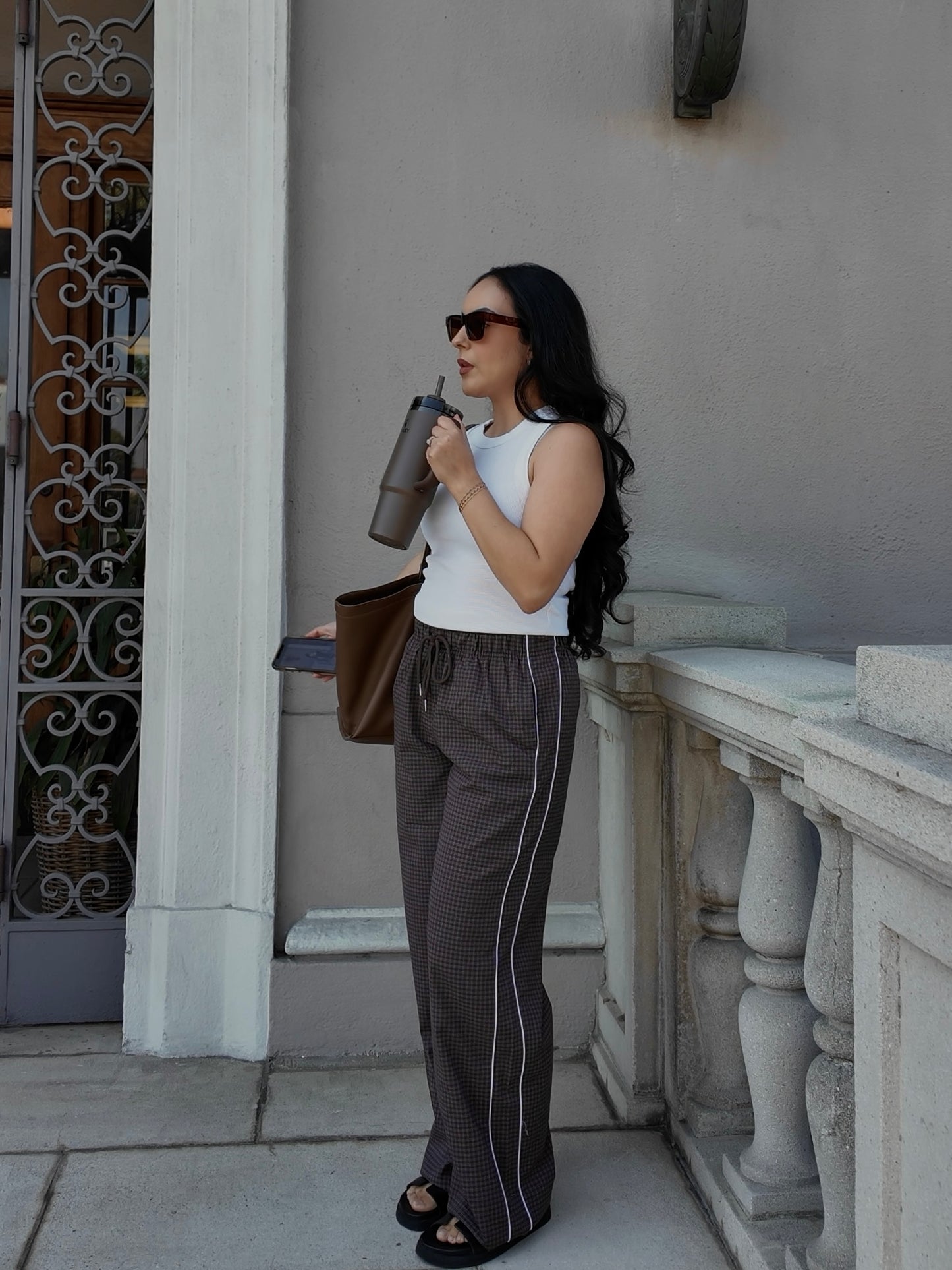 Palmer Wide Leg Plaid Pants