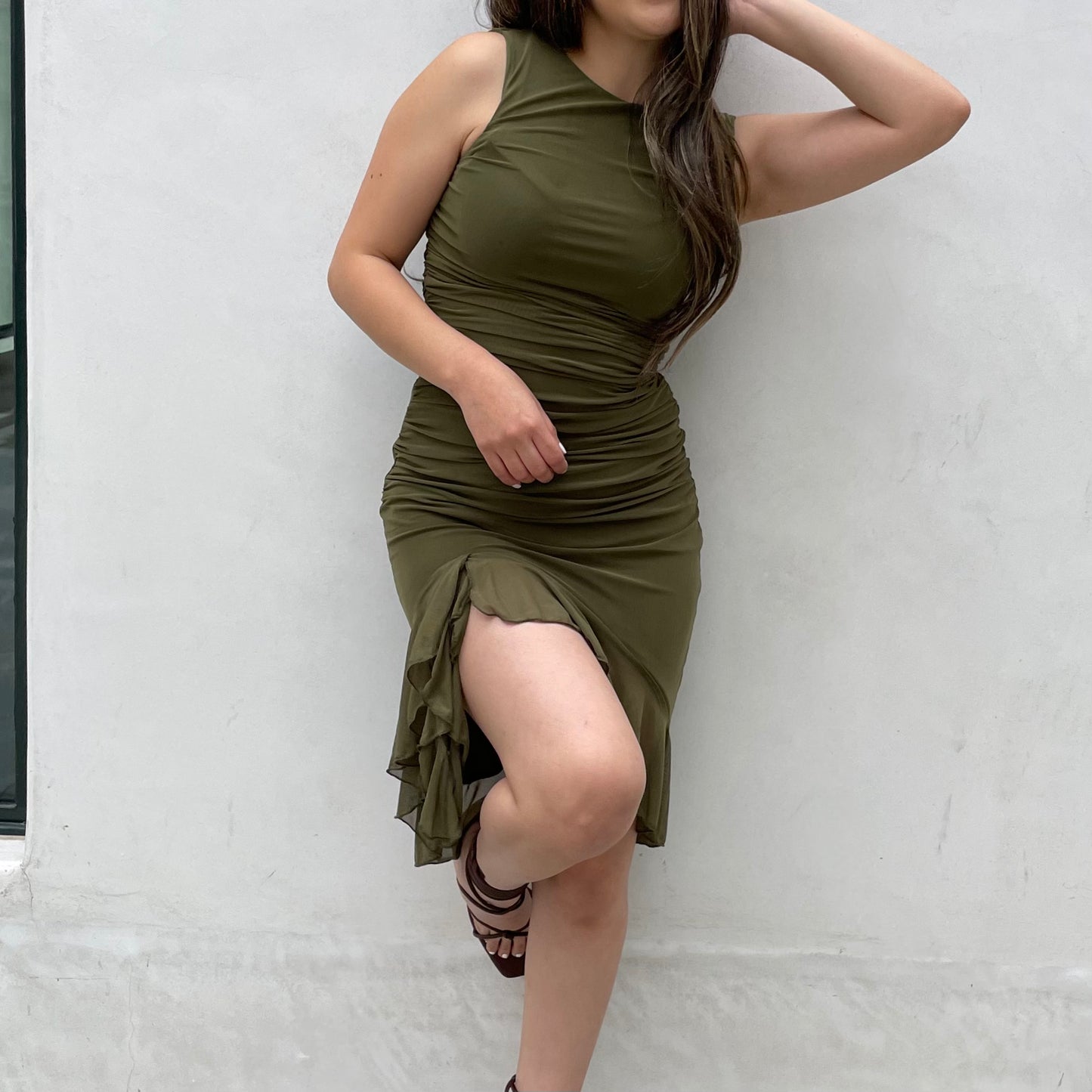 Not Meshing Around Dress - Olive