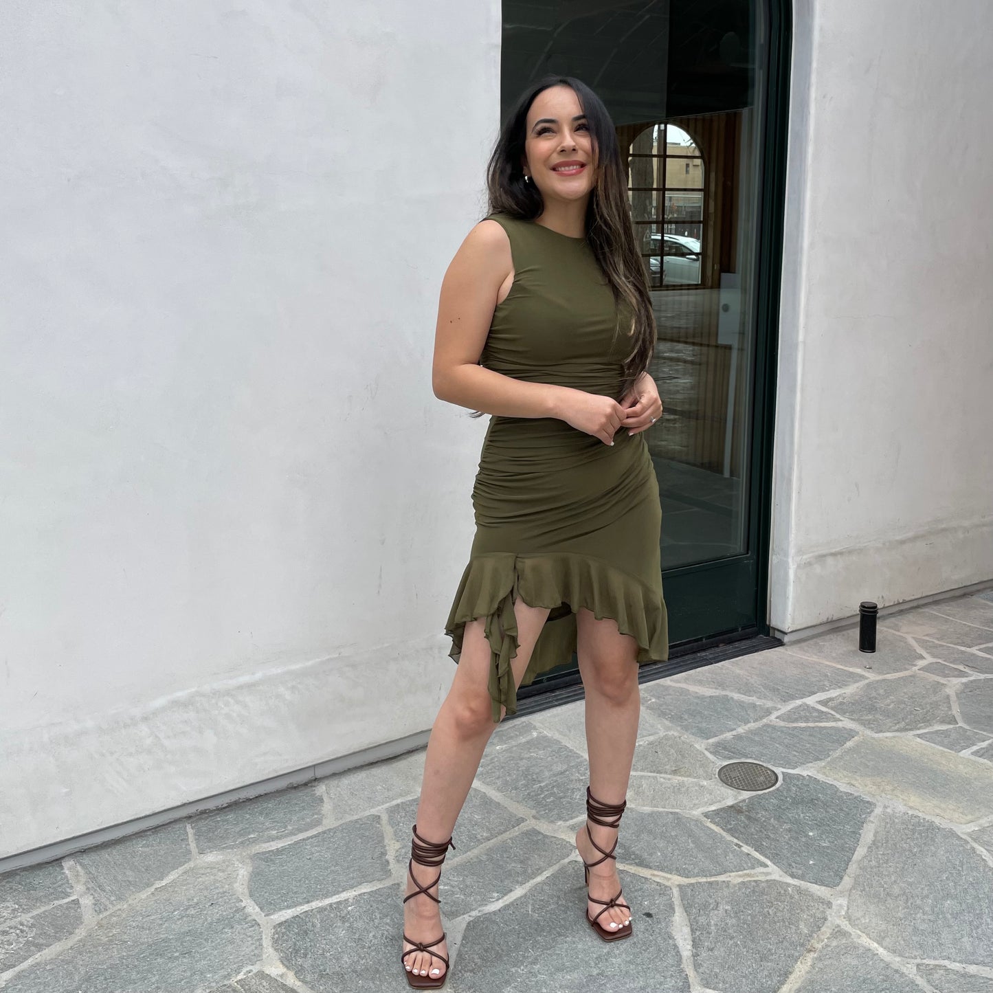 Not Meshing Around Dress - Olive